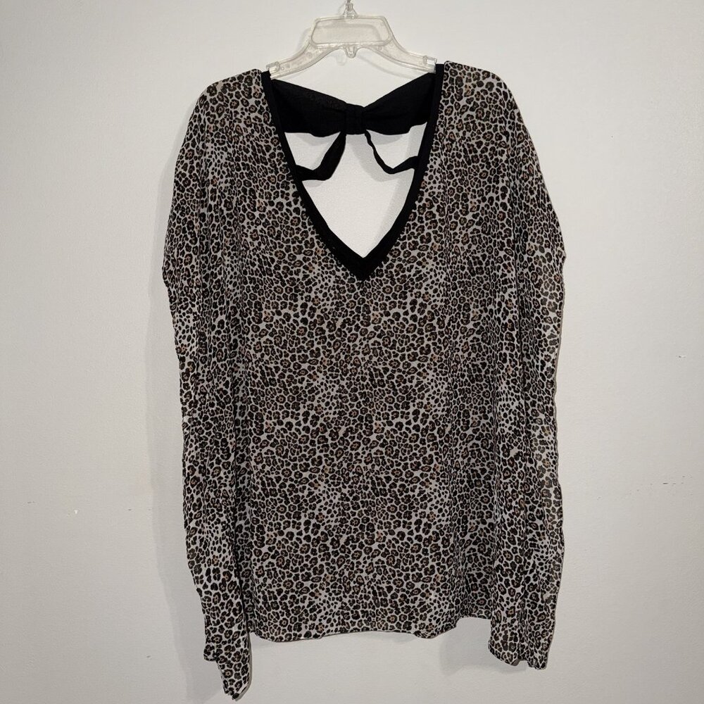 Victoria’s Secret Animal Print Black Trim Bow V-Neck Swim Cover Up Beach XS/S